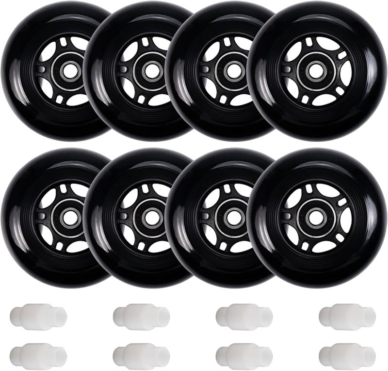 FLYDAZZLE Inline Skate Wheels: 72mm 76mm 80mm Roller Hockey Blade Replacement Wheels with ABEC 9 Bearing for Indoor Outdoor (8 Pack) (80 mm) - Image 1